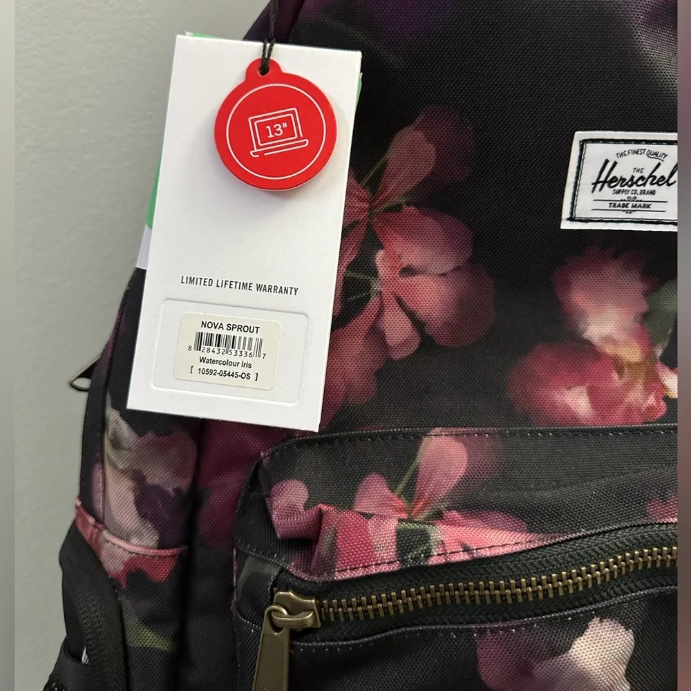 NWT Herschel Supply Company Watercolor Iris Diaper Bag with 13” laptop sleeve